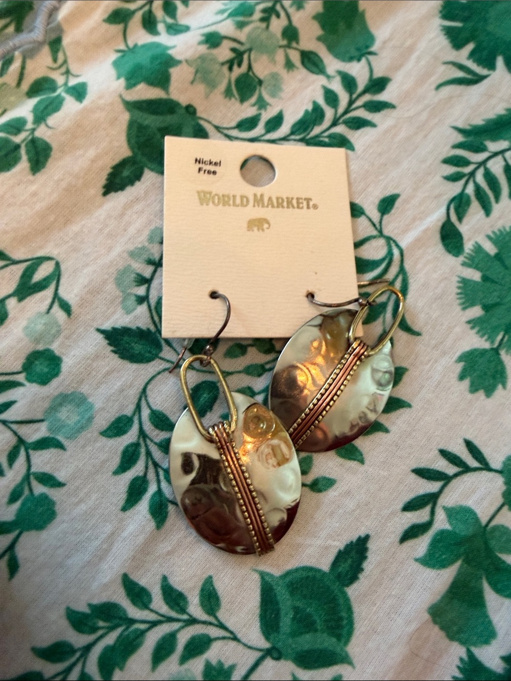 World Market Shell Drop Earrings with silver and Gold Accent